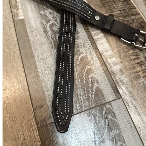 Rag & Bone Mens Black Double Layered Leather 42" Belt Silver Buckle England - Picture 5 of 8